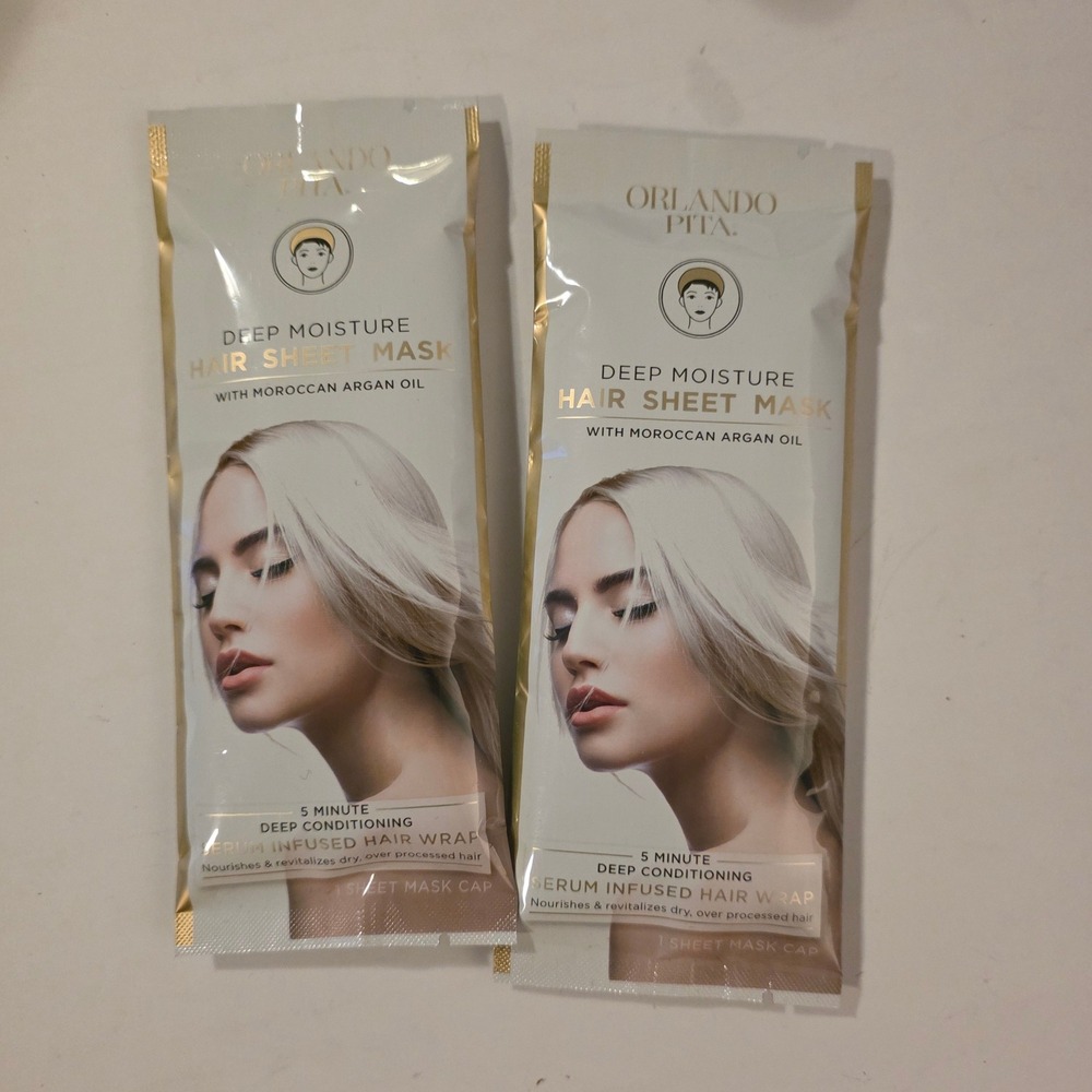 Orlando Pita Deep Moisture Hair Sheet Mask Moroccan Argan Oil Bundle 2 Pack